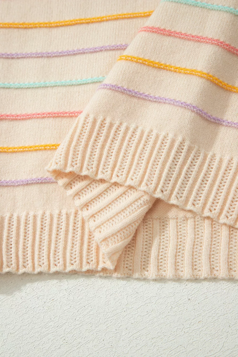 Stripe Colorful Stripes Crew Neck Knit Sweater, image 13