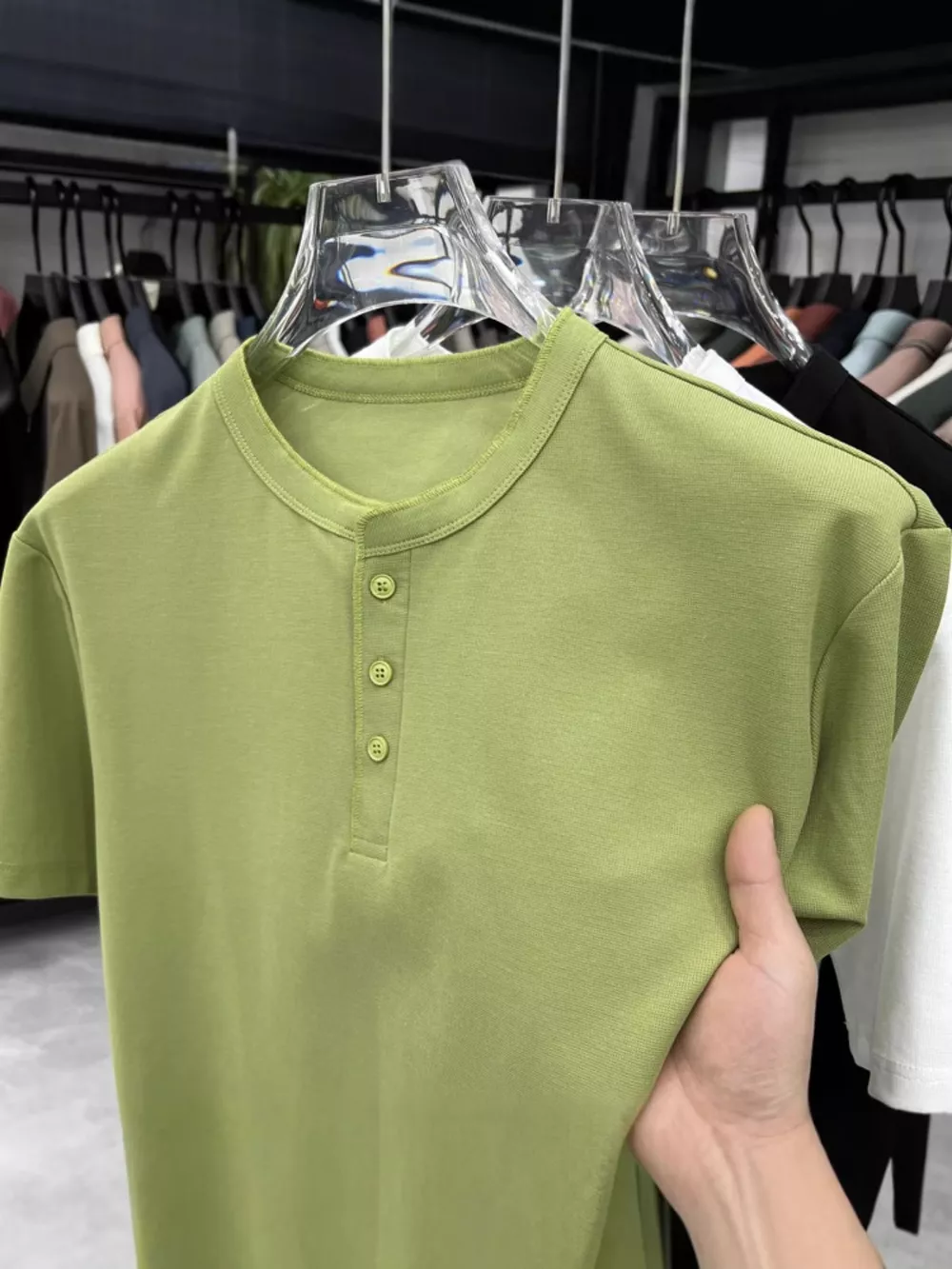 Men's Plus Size Button Detail Short Sleeve T-Shirt, image 3