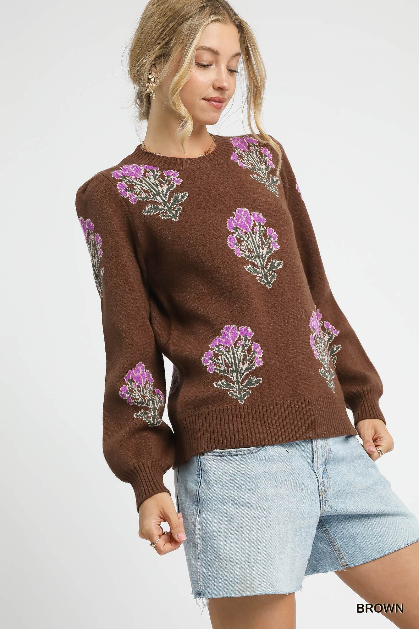 Single Flower Stem Jacquard Sweater, image 5