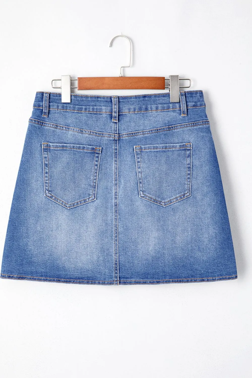 Wrapped Crossed Waist Denim Mini Skirt, image 9