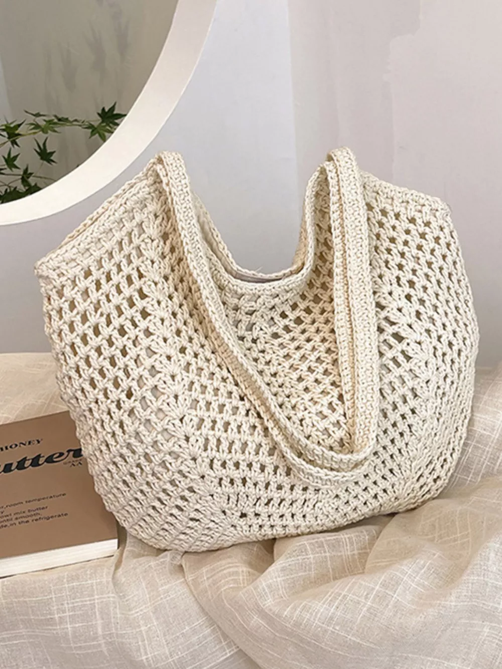 Woven Straw Shoulder Bag, image 7