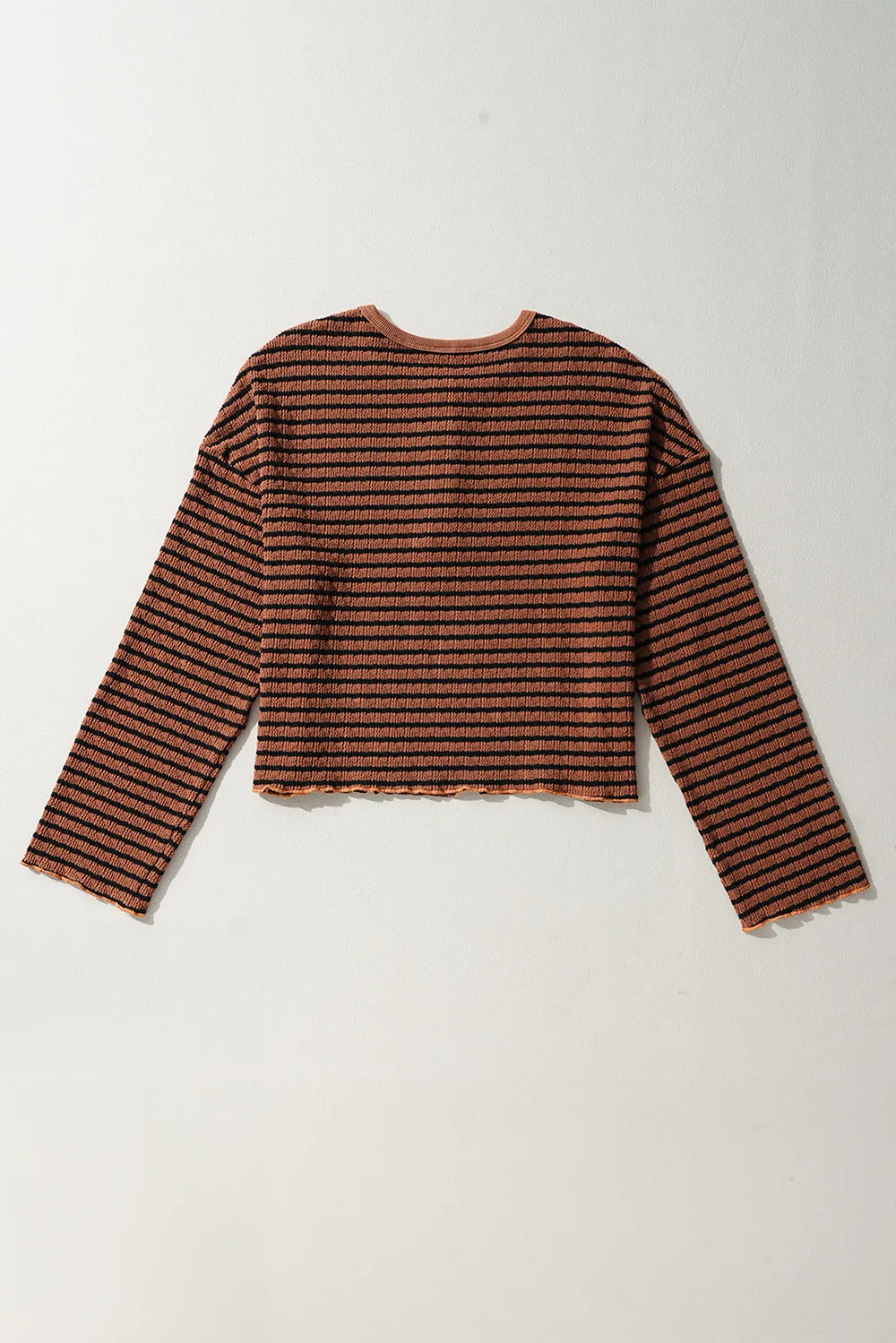 Striped Half Button Long Sleeve Blouse, image 7