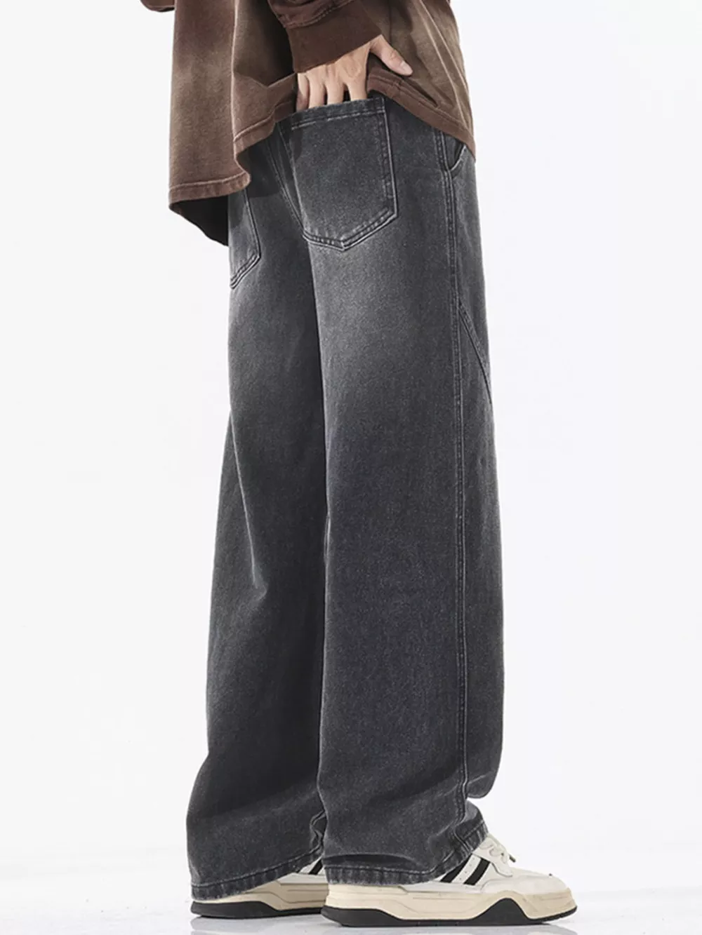 Men's Full Size Vintage Wash Wide Leg Jeans Plus Size, image 5