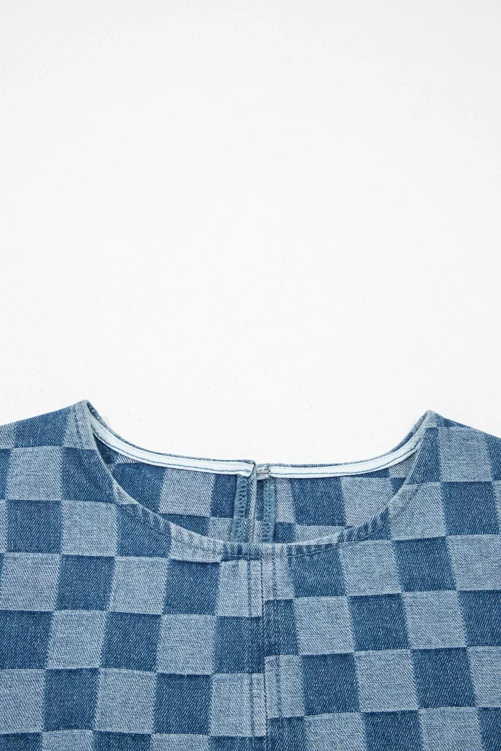 Frayed Hem Checkered Denim Mini Dress, image 7