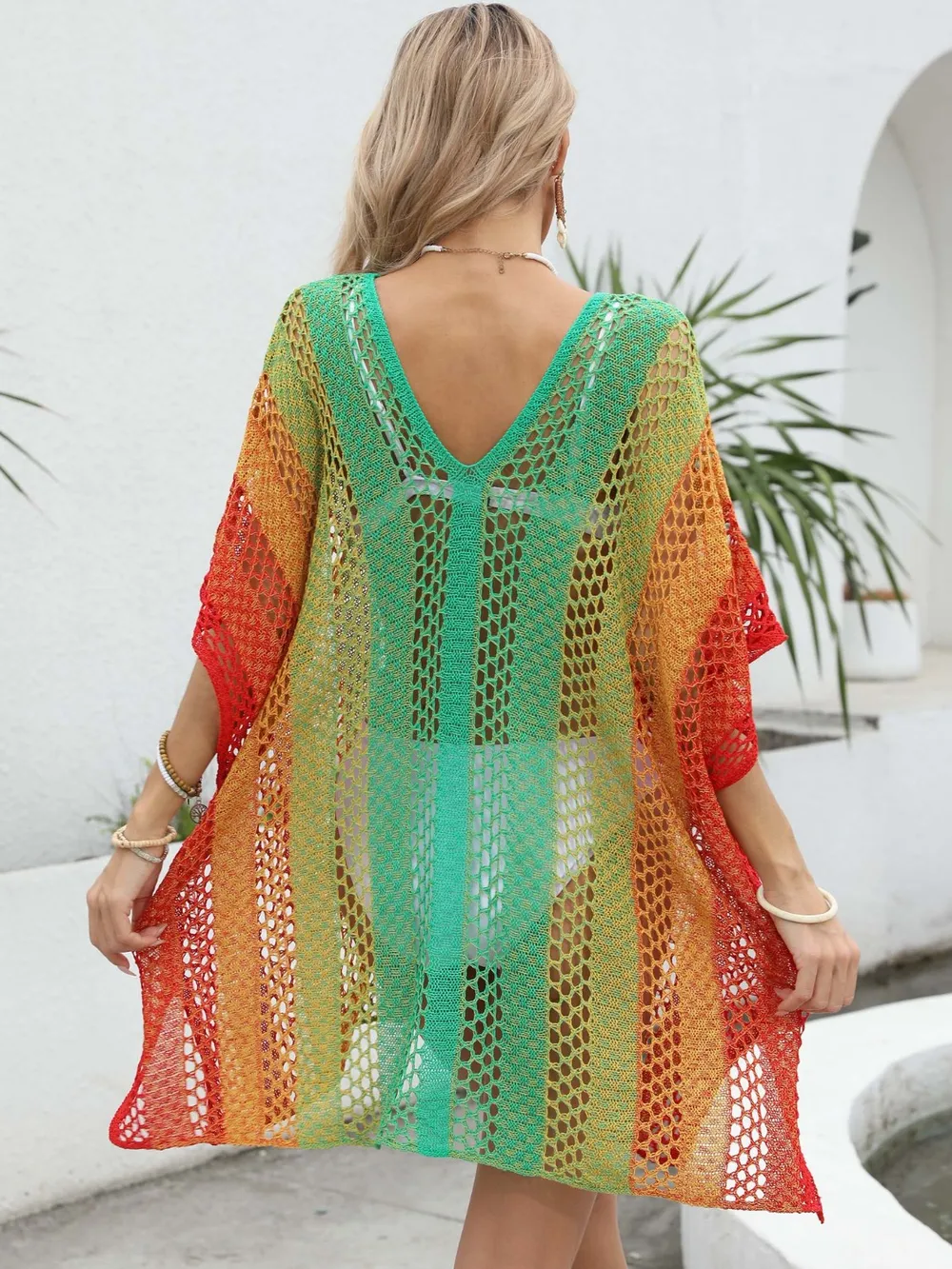 Rainbow Gradient Crochet Beach Cover Up, image 17