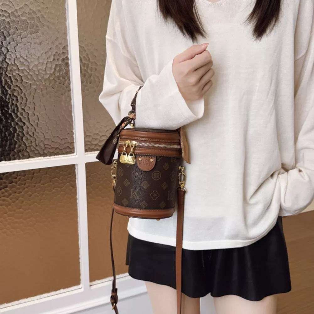Top Handle Bucket Crossbody Bag, image 3