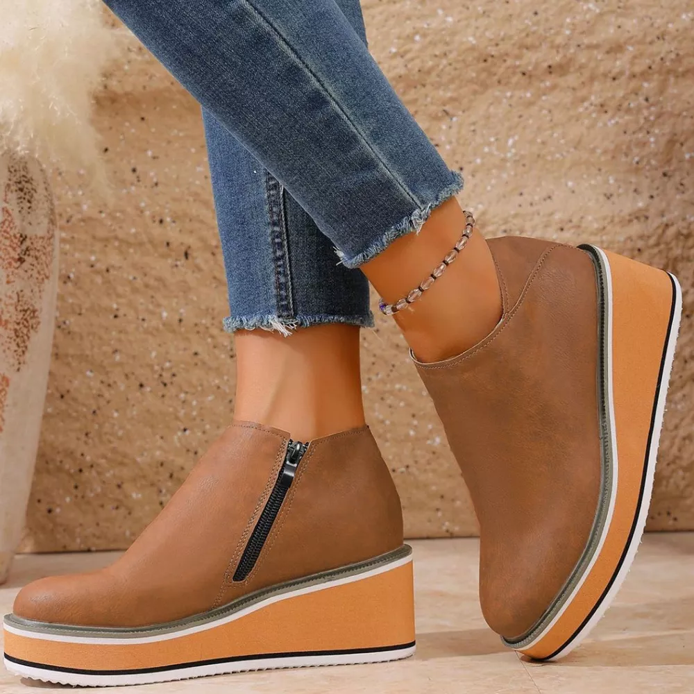 Round Toe Wedge Ankle Boots, image 23