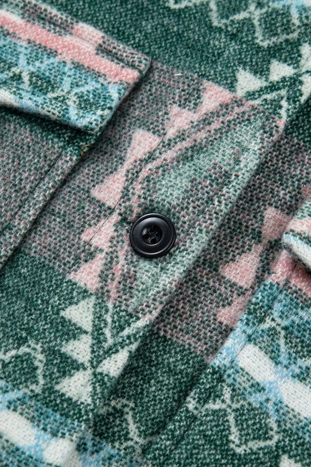 Geometric Print Button Front Long Sleeve Shacket, image 14