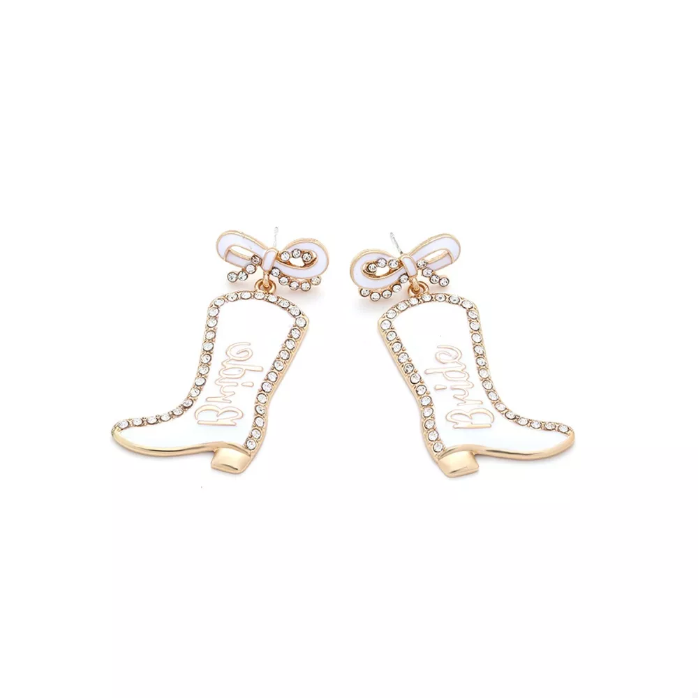 Cowgirl Boot Dangle Earrings with Bow, image 3