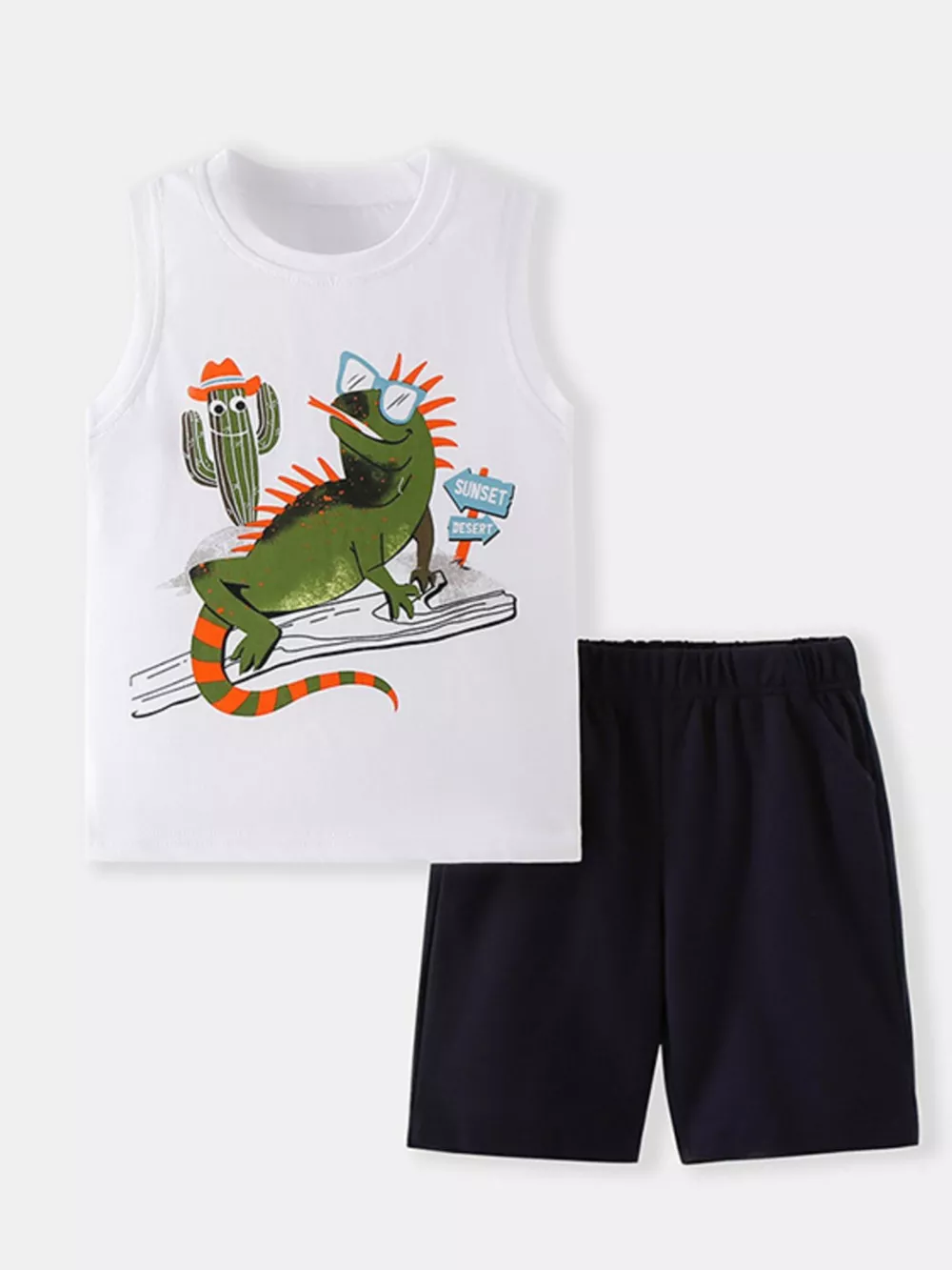 Children's Lizard Round Neck Tank and Shorts Set, image 2