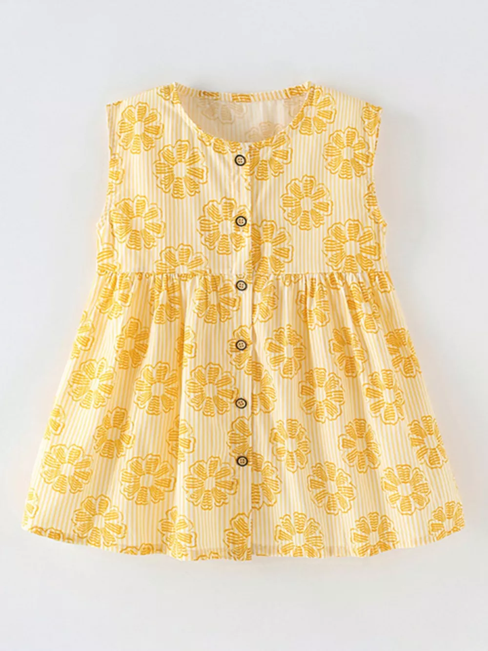 Children's Floral Print Button-Front Casual Dress, image 2