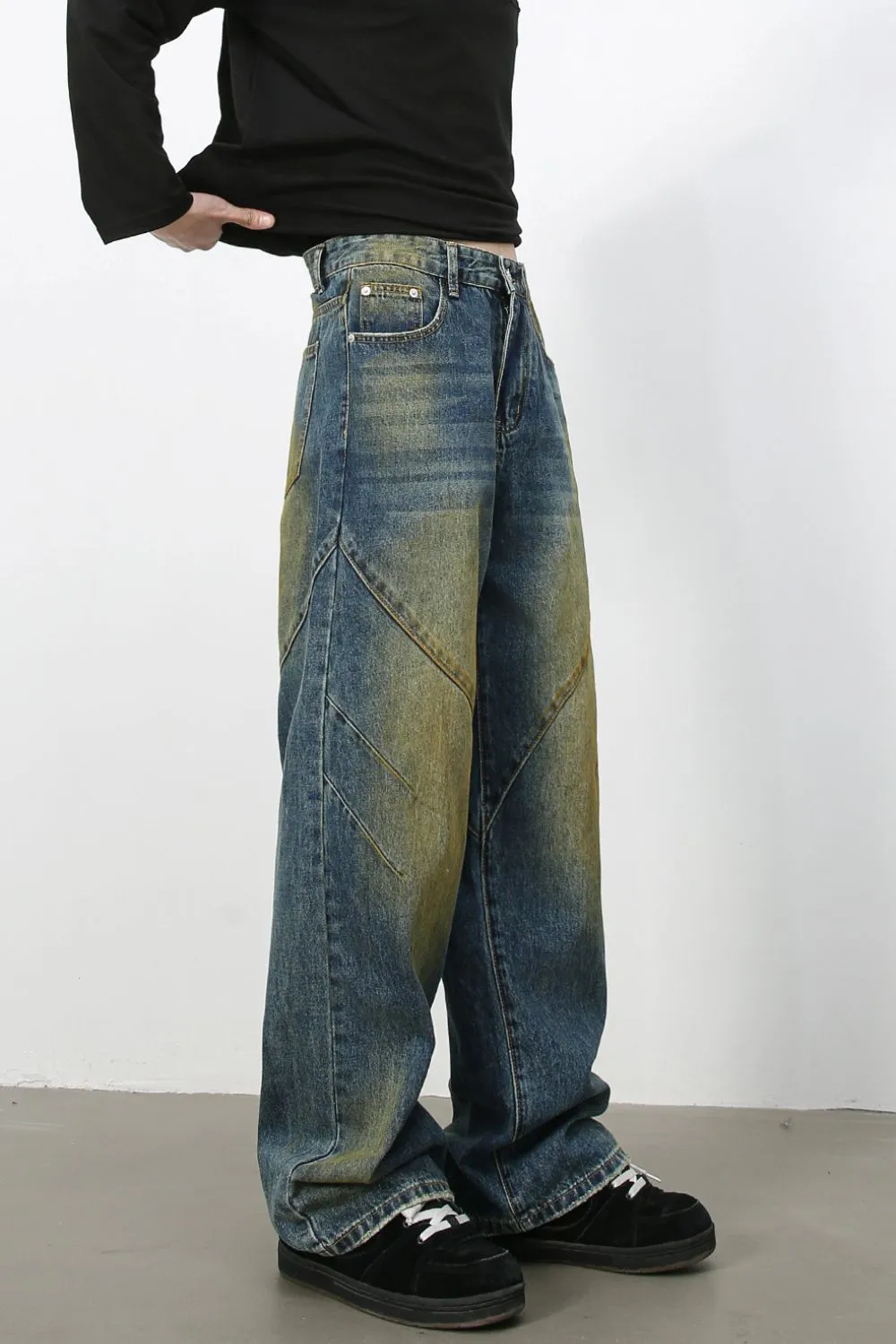 Men's Washed Jeans with Pockets, image 4