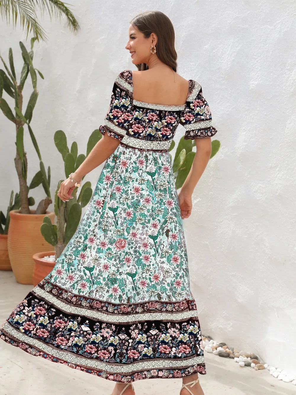 Floral Flounce Sleeve Midi Dress, image 16