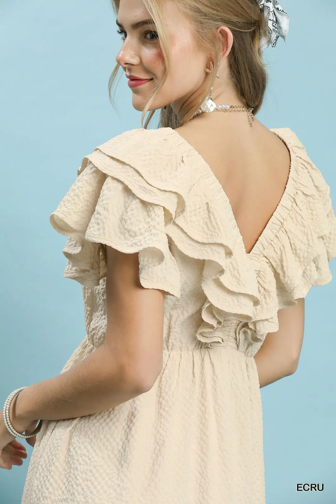 Textured Ruffle Midi Dress, image 6