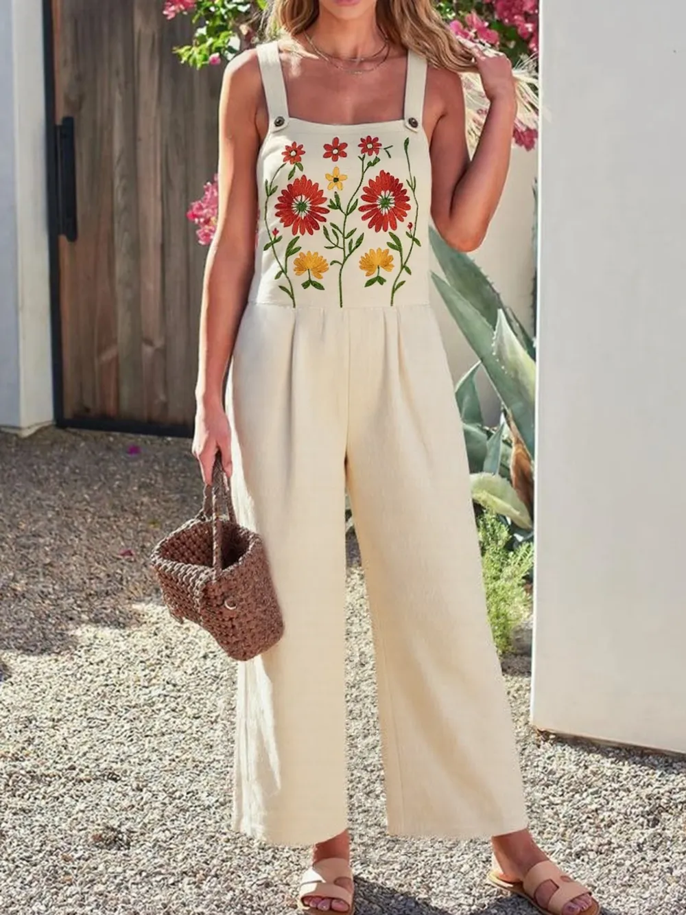 Floral Embroidered Wide Leg Jumpsuit, image 19