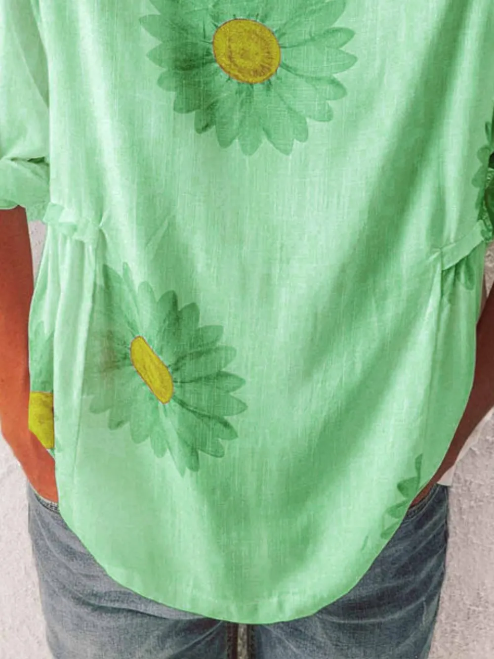 Full Size Flower Round Neck Half Sleeve T-Shirt Plus Size, image 13