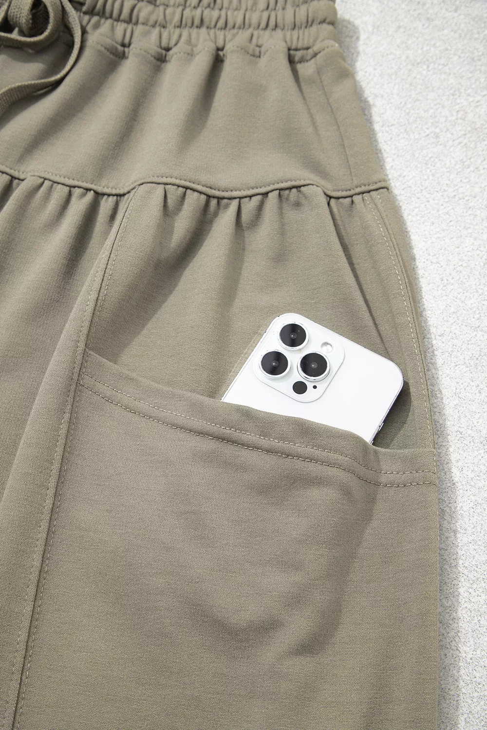 Elastic Waist Drawstring Wide Leg Full Length Pants, image 7