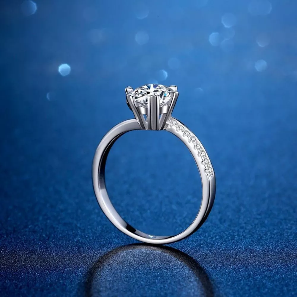 1 Carat 925 Sterling Silver Moissanite Ring, image 5