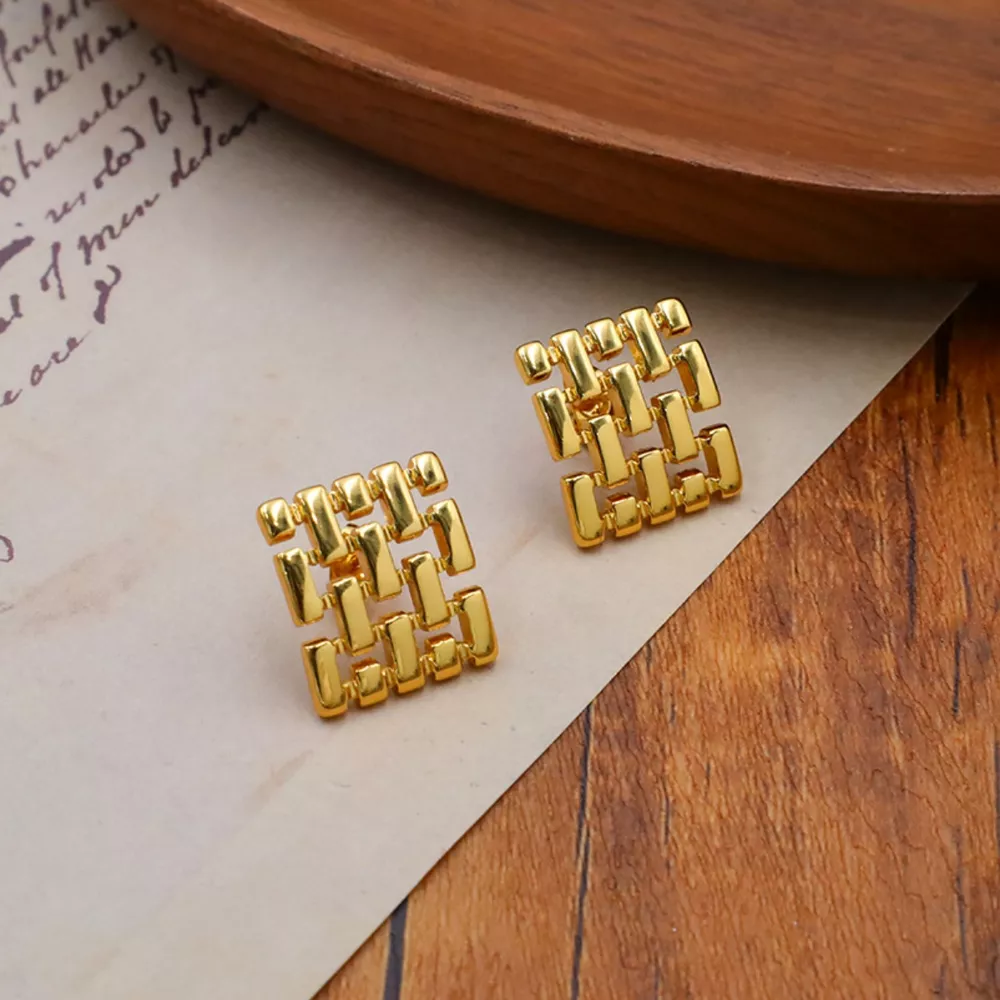 18K Gold-Plated Geometric Stud Earrings, image 3