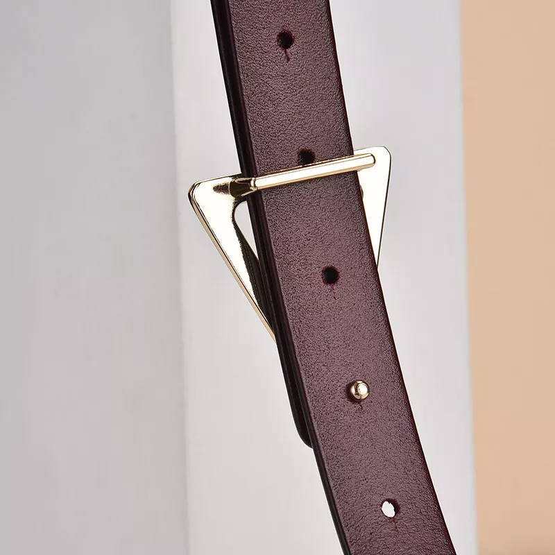 Triangle Buckle Leather Skinny Belt, image 7