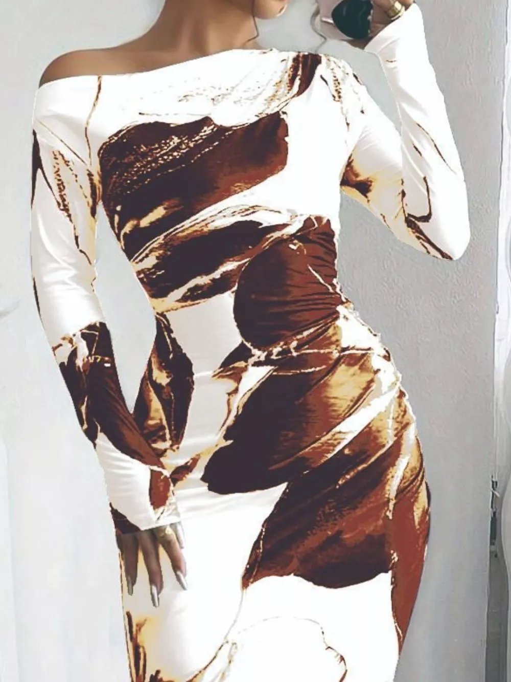 Floral Print One Shoulder Maxi Dress, image 5