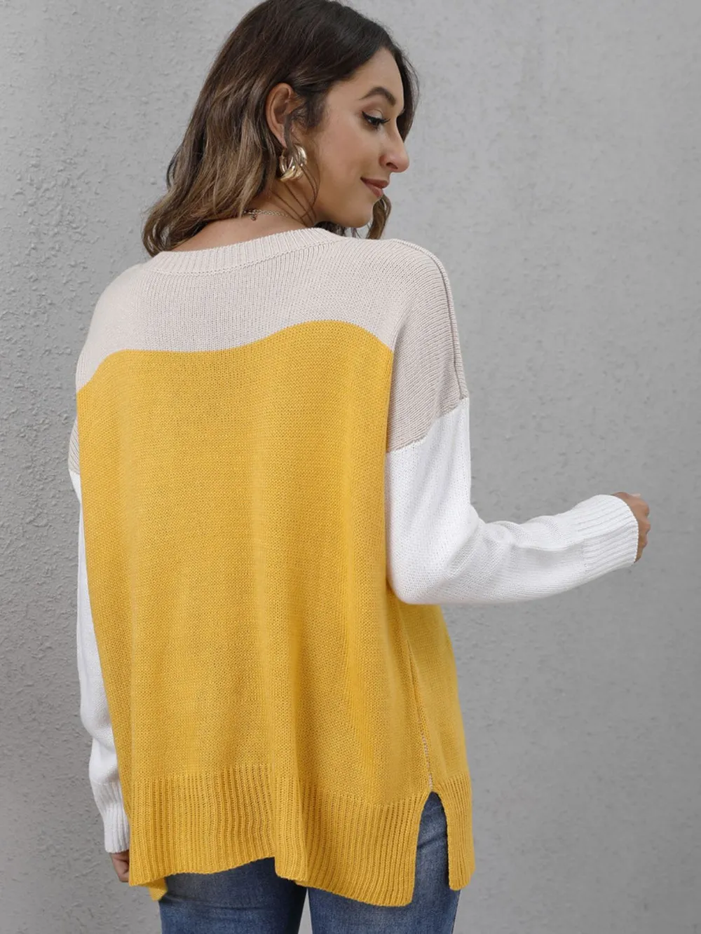 Color Block Round Neck Sweater, image 3