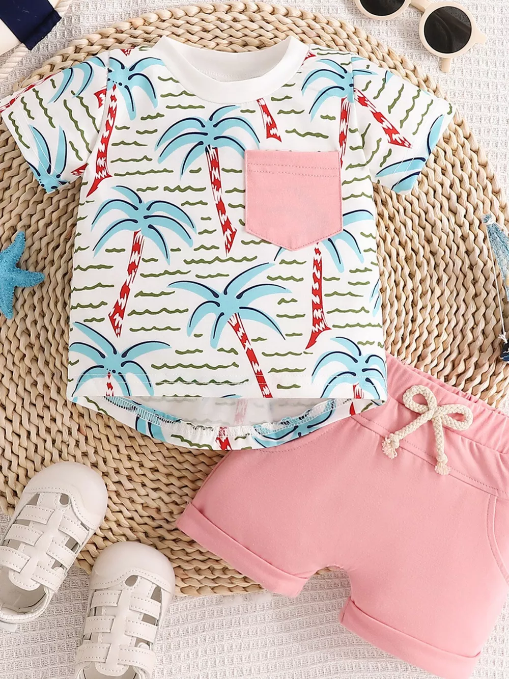 Children's Palm Tree Print T-Shirt and Shorts Set, image 11