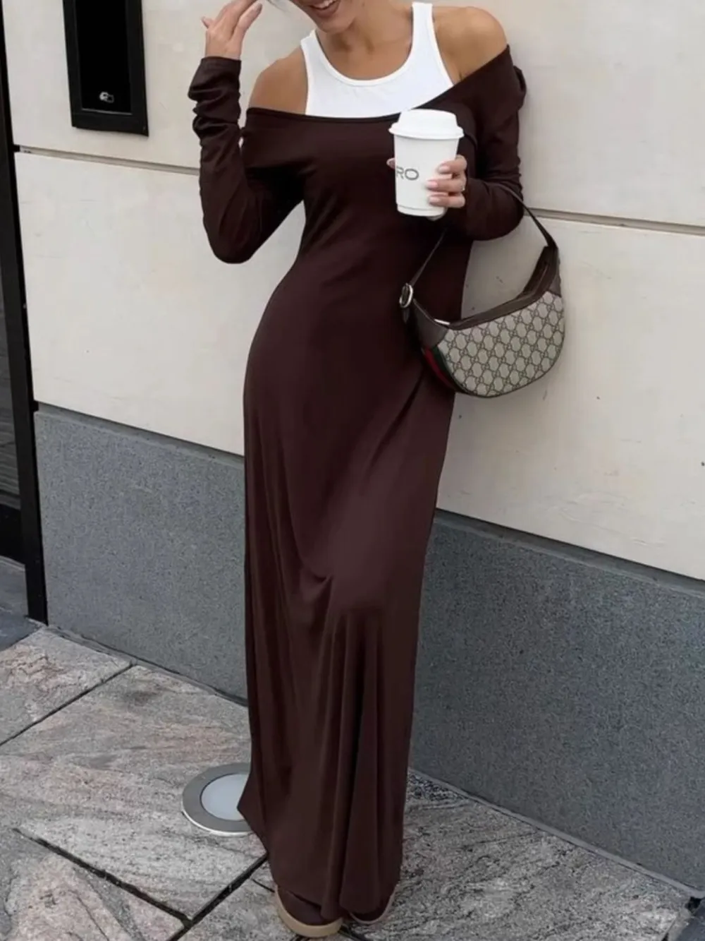 Contrast Long Sleeve Maxi Dress, image 7