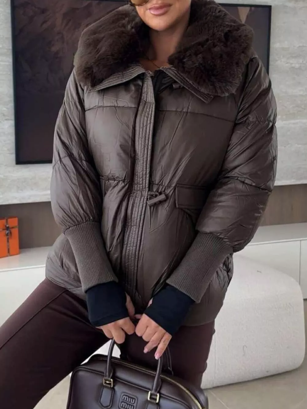 Fur Collar Padded Puffer Jacket, image 7