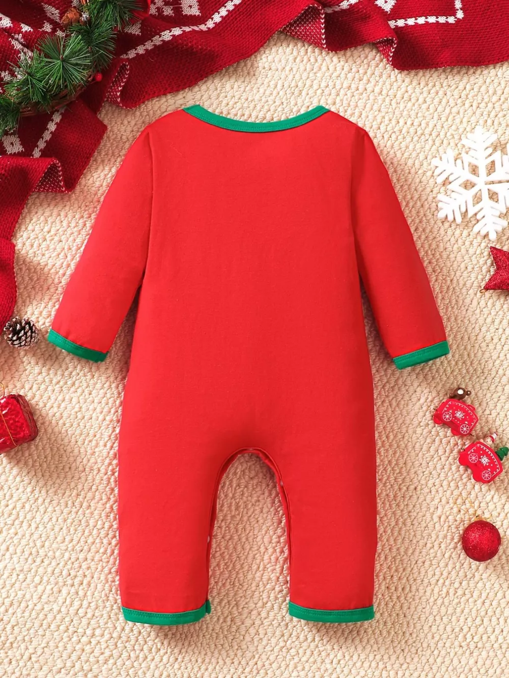 Children's Christmas Theme Embroidered Snapped Legs Jumpsuit, image 2