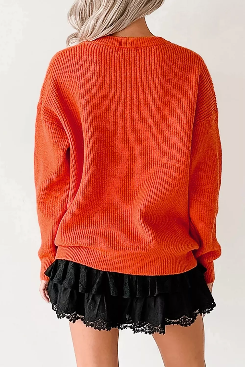 Drop Shoulder Long Sleeve Round Neck Halloween Sweater, image 9