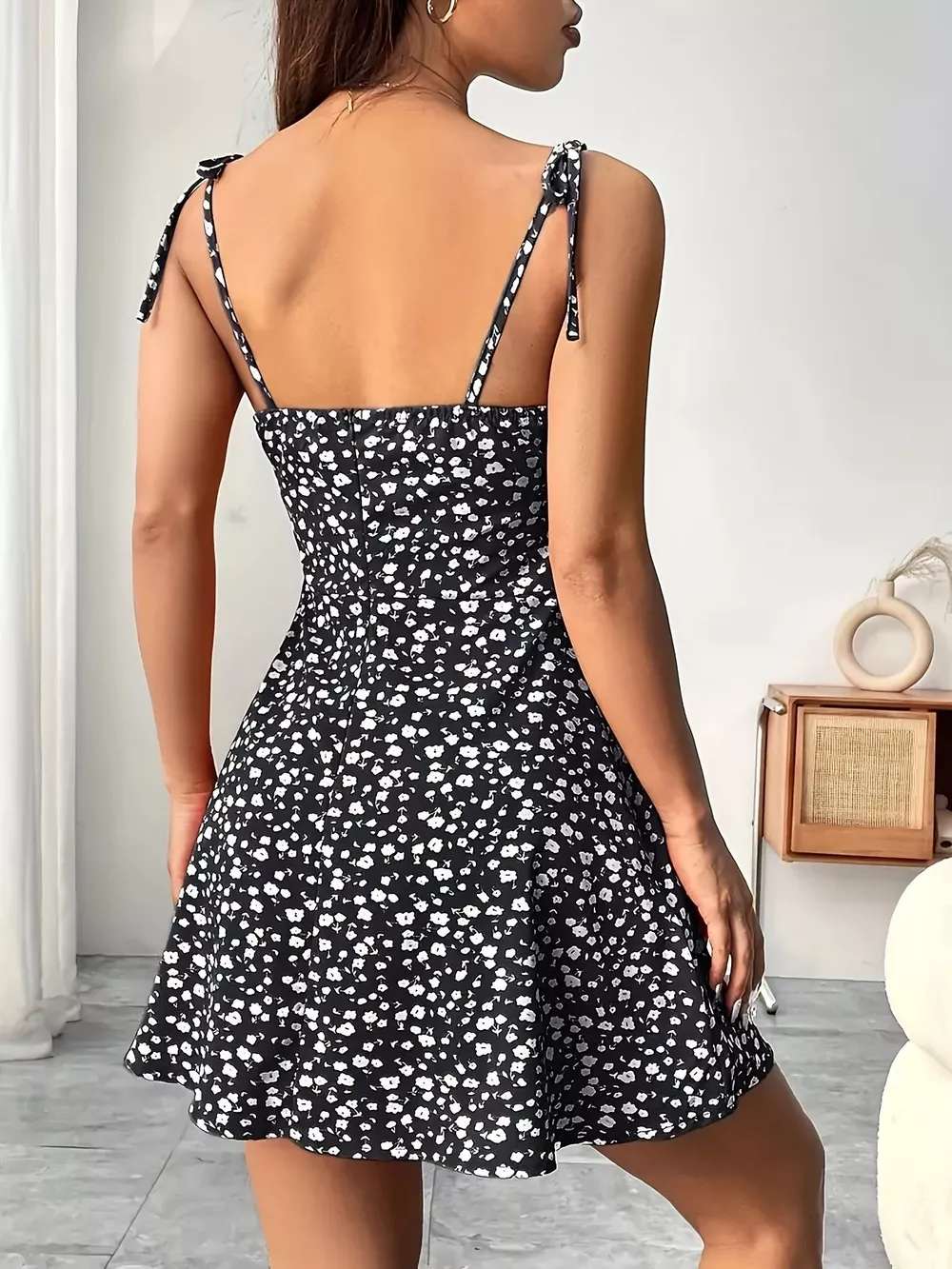 Floral Print Tie Strap Mini Dress, image 23