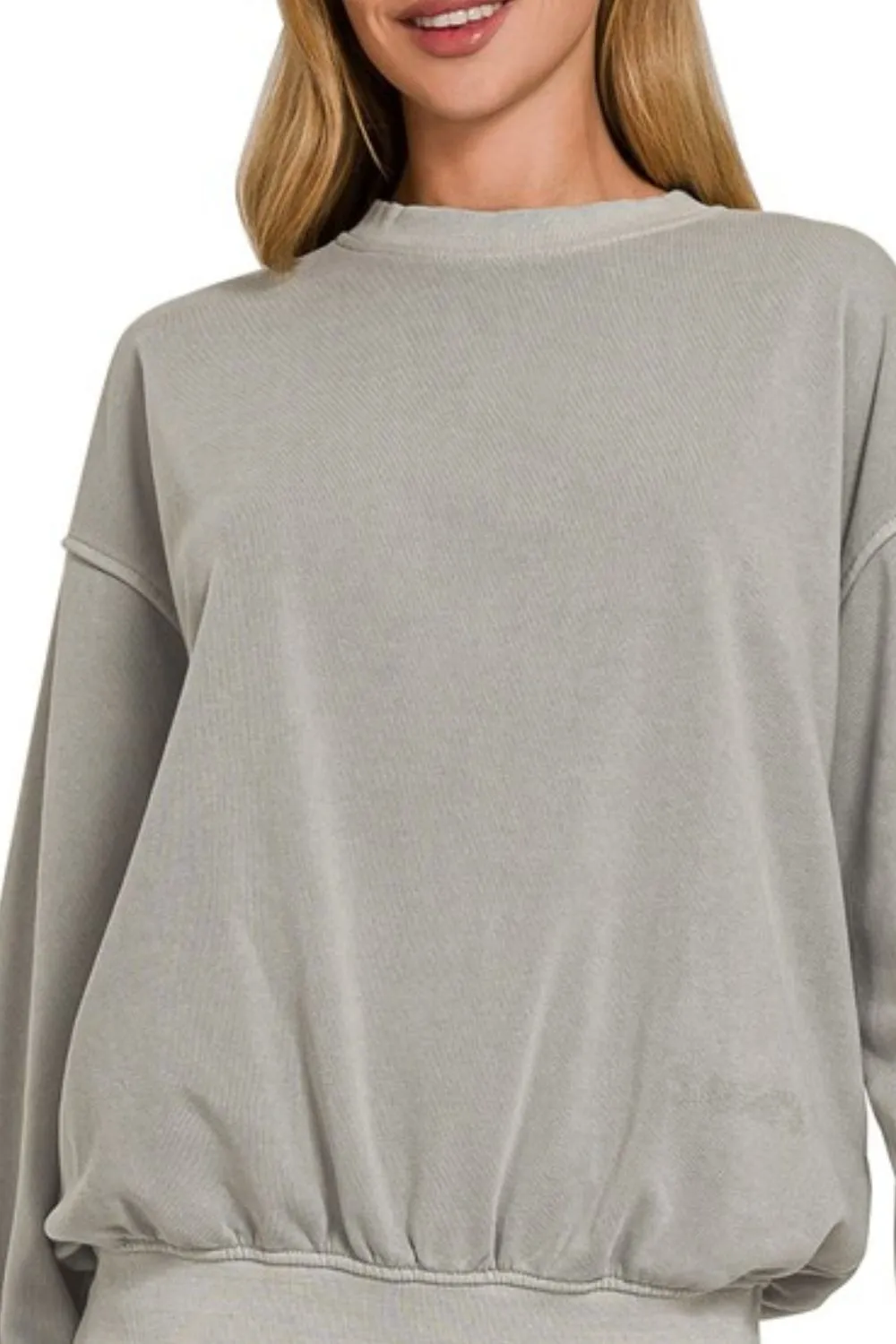 Soft Fleece Pigment Dye Round-neck Sweatshirts, image 2