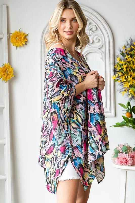 Full Size Multi Color Snake Open Cardigan Plus Size, image 15