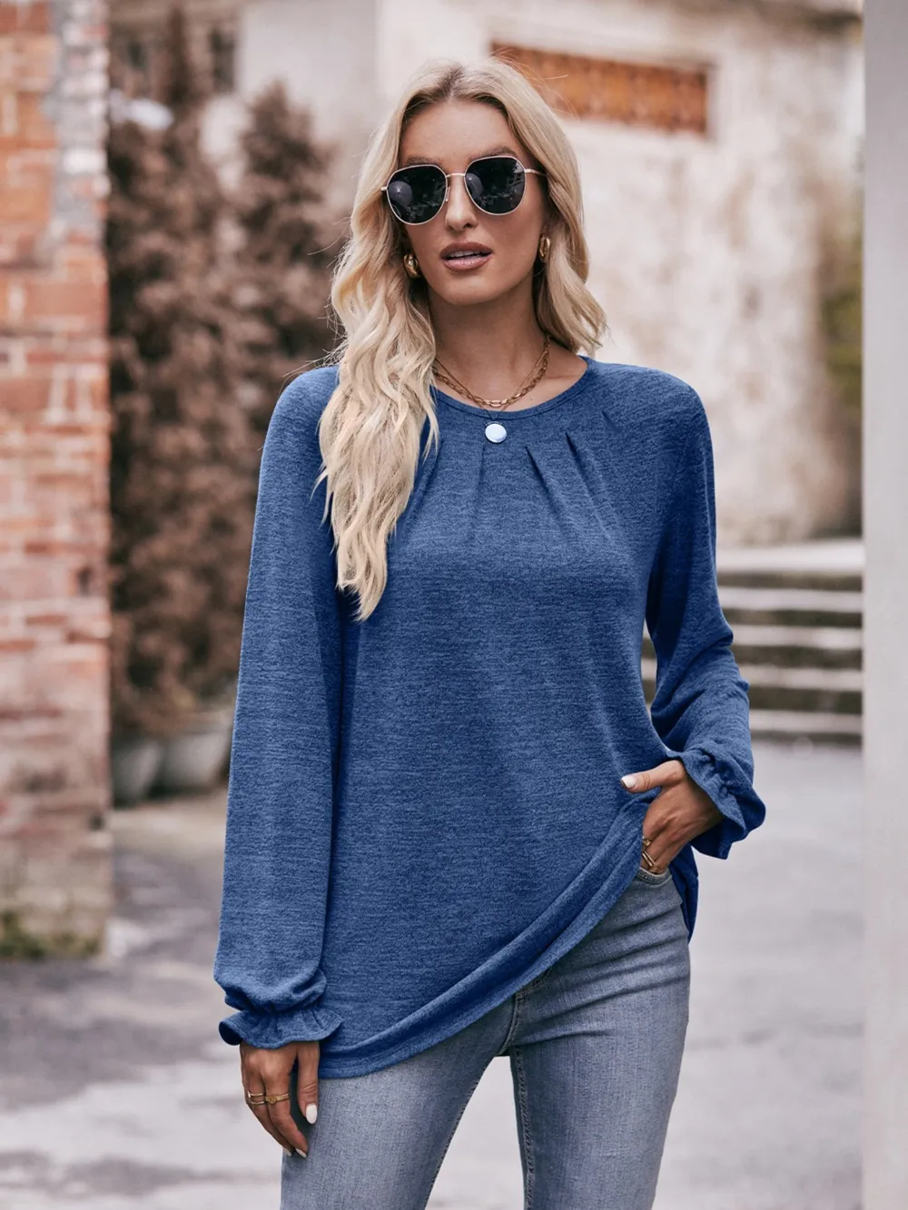 Round Neck Long Sleeve Casual T-Shirt, image 6
