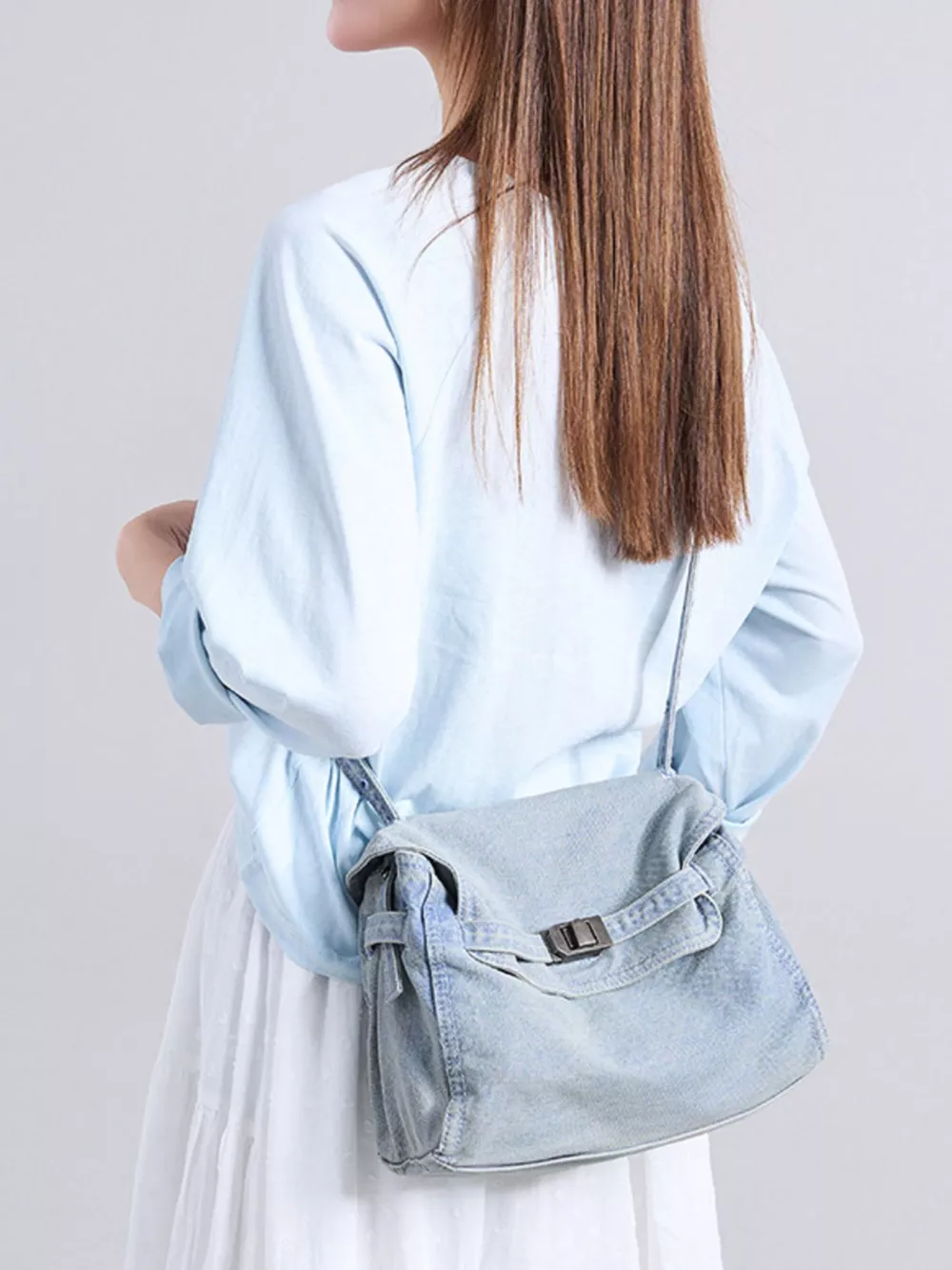 Vintage Denim Shoulder Bag, image 2