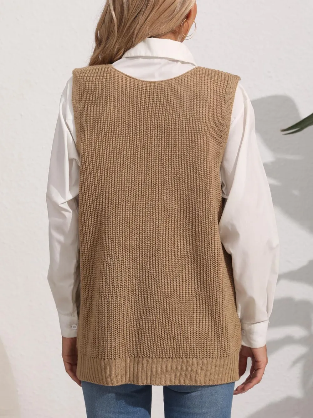 Pocketed V-Neck Sweater Vest, image 3