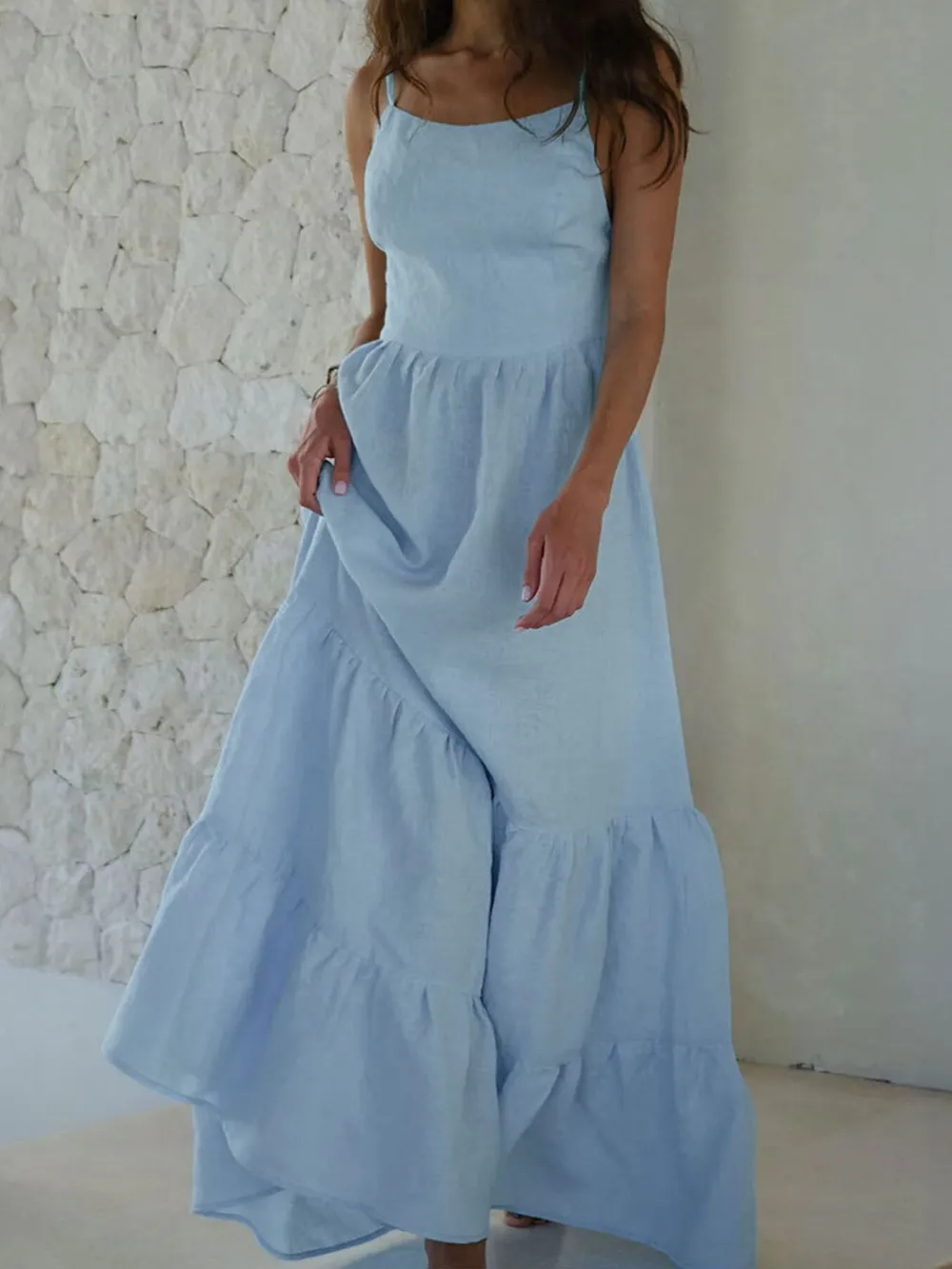 Tiered Maxi Cami Dress with Ruffled Hem, image 13