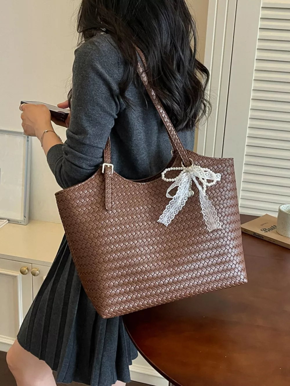 Woven Leather Shoulder Bag, image 4