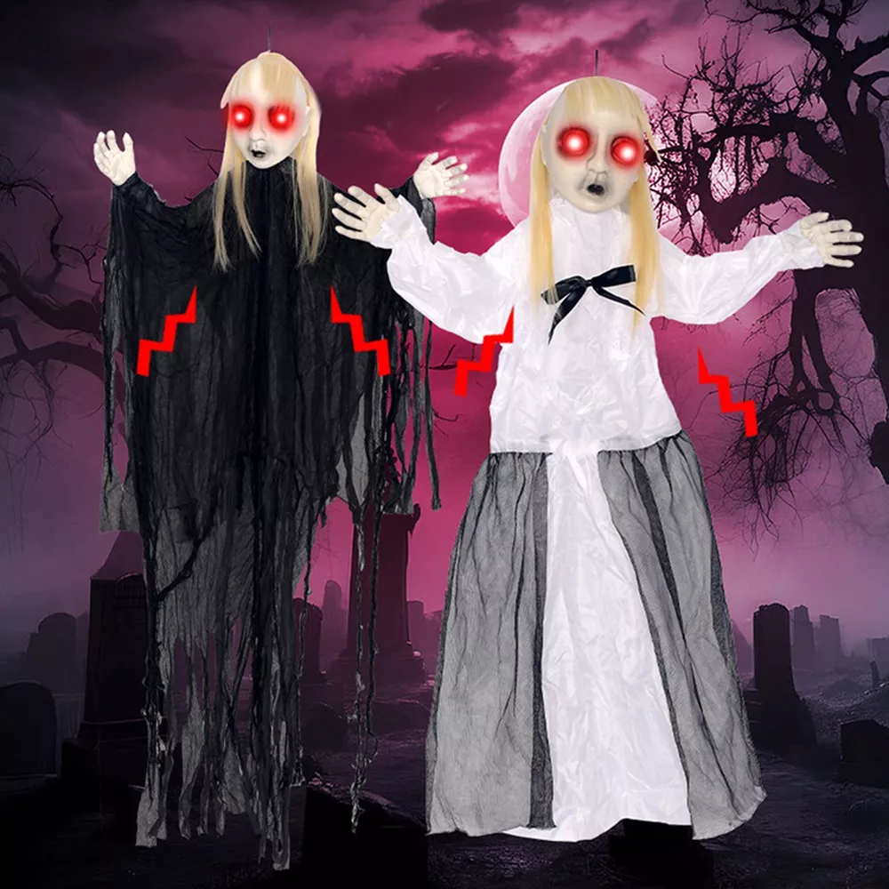 Halloween Hanging Ghost with Glowing Eyes, image 2