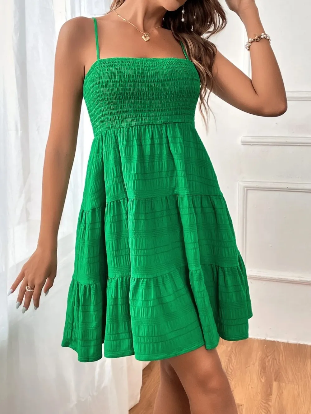 Tiered Smocked Square Neck Cami Dress, image 29