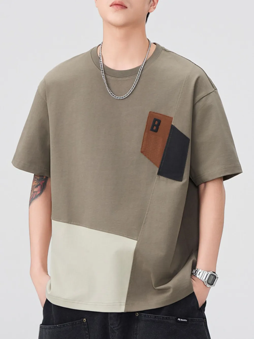 Men's Plus Size Round Neck Short Sleeve T-Shirt, image 5