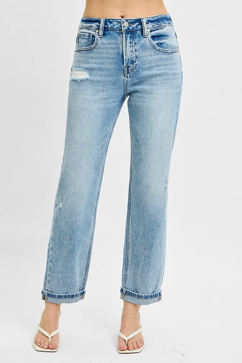Full Size High Rise Ankle Boyfriend Distressed Jeans Plus Size, image 3