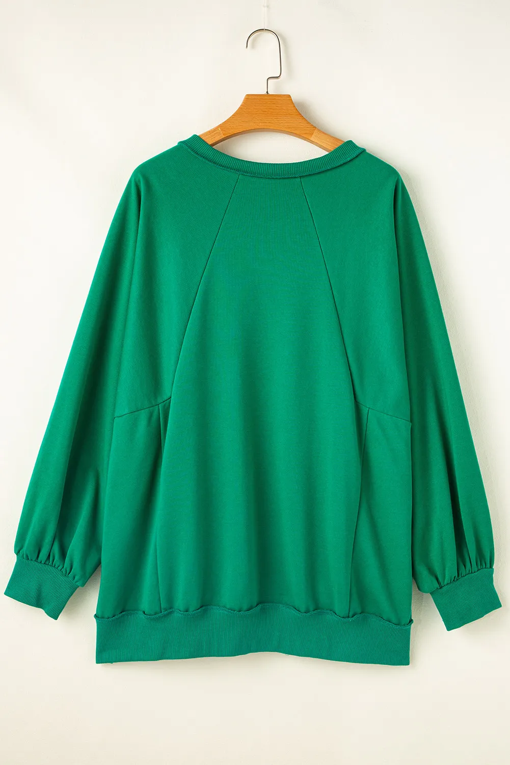 Plus Size Cutout Hem Notched Long Sleeve Sweatshirt, image 4