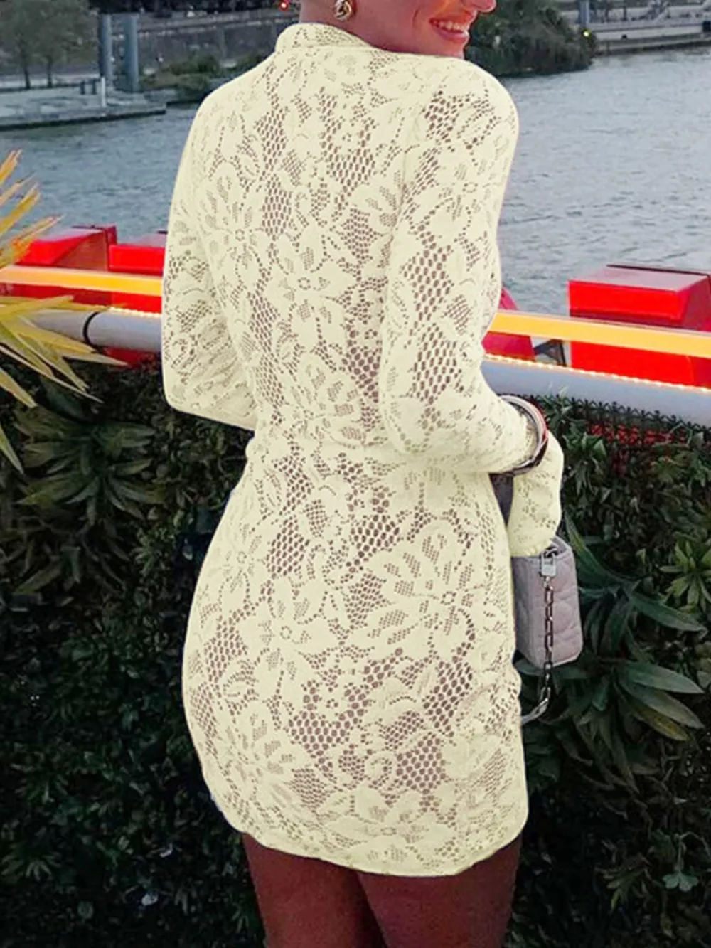 Lace Cutout Long Sleeve Mini Dress, image 20