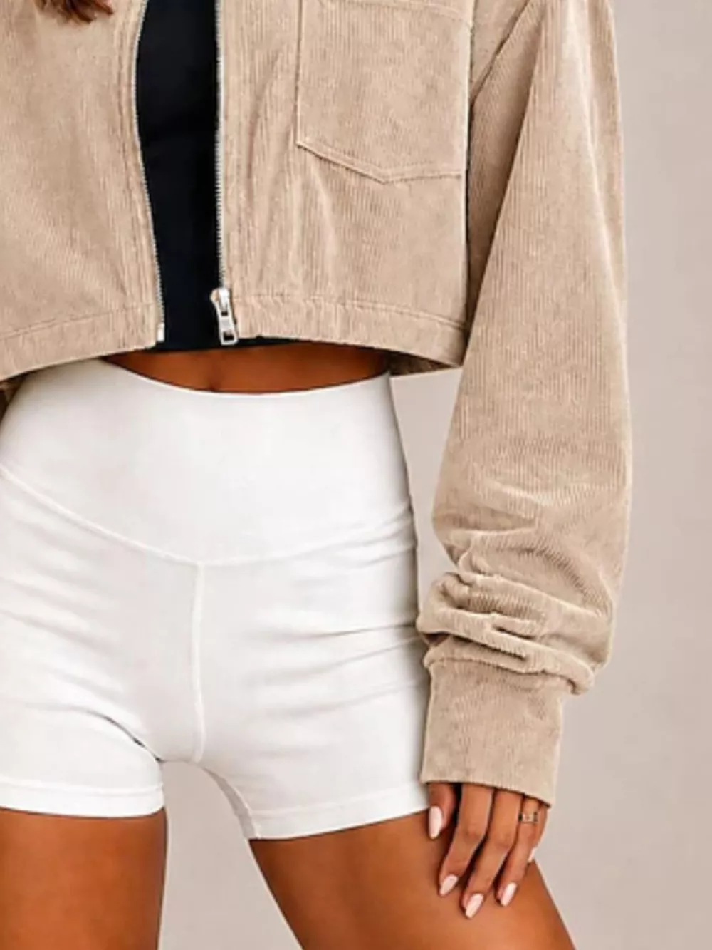 Corduroy Zip Up Cropped Jacket, image 7