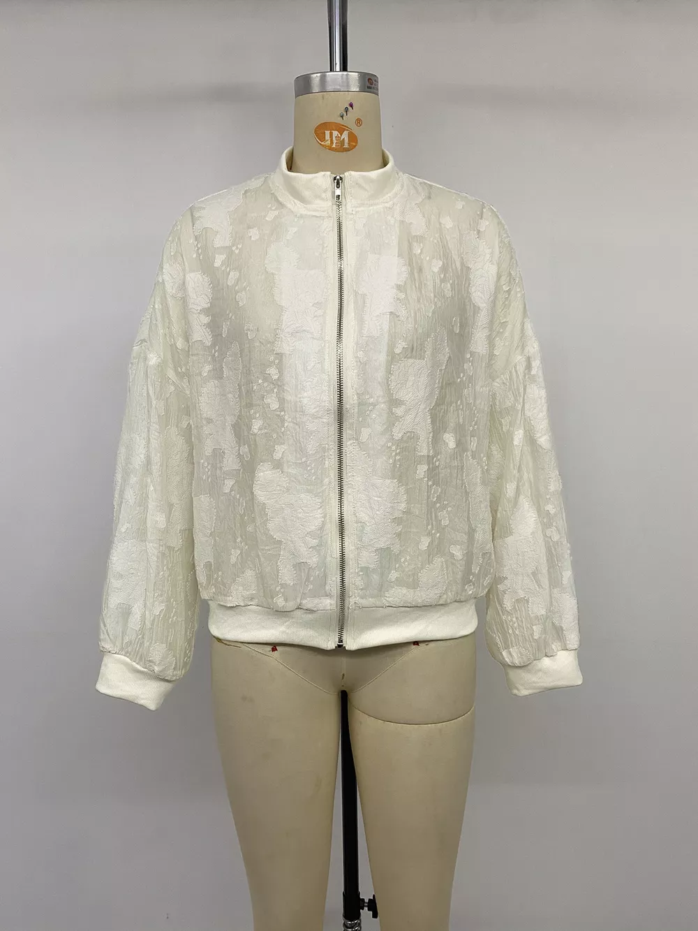 Jacquard Zip Up Long Sleeve Jacket, image 12