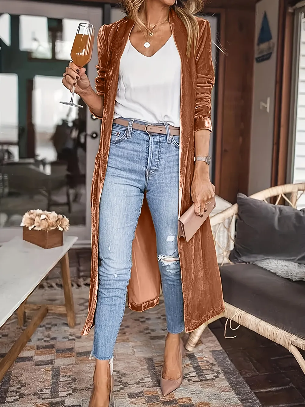 Open Front Long Sleeve Coat, image 25