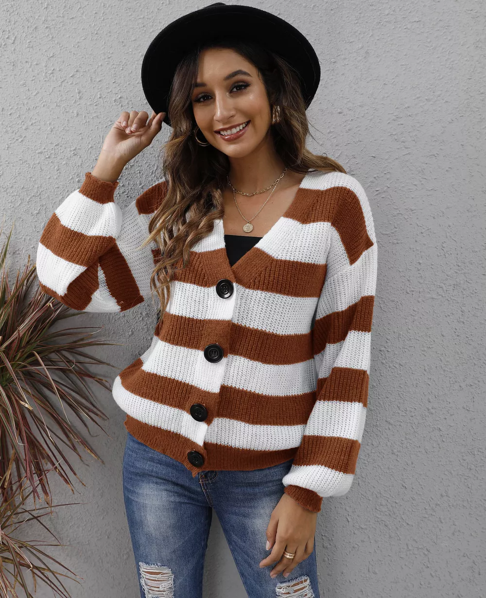 Striped Button-Up Long Sleeve Cardigan, image 6