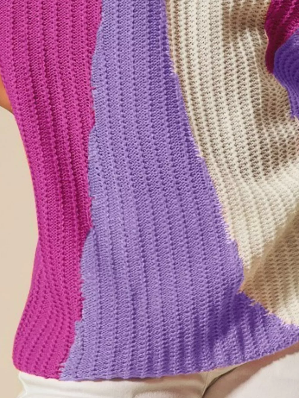 Boat Neck Multi Colored Lightweight Sweater Top, image 3